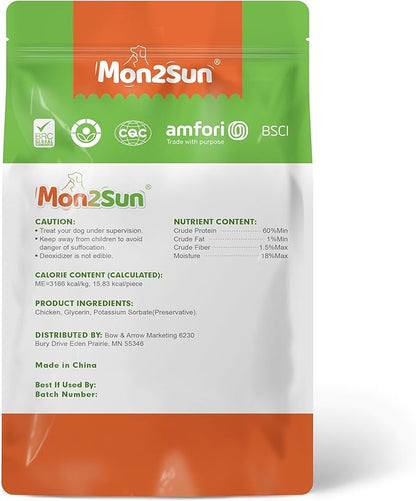 MON2SUN Dog Treats, Chicken Jerky Strips for Small Dogs, High Protein & Grain Free Snacks, Easy to Digest Training Treats (Chicken, 10.58 Ounce -Pack of 1)