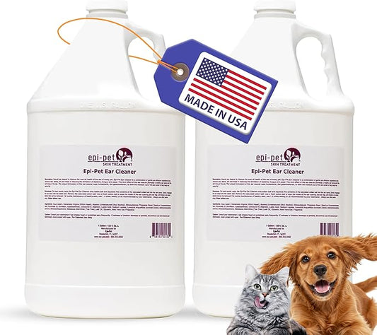 Dog & Cat Ear Cleaner Solution with Aloe Vera & Tea Tree Oil – Removes Itchy Ear Wax, Debris, Odor – Ears Wash, Drops & Flush for Pets, Dog Ears Cleaning, Cat Cleaner, 2 Gallons