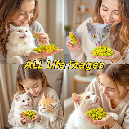 Cat Toy Grass Treats Freeze Dried 2 in 1 120g Fish Oil Chicken Cats Chew Grass Pellet Kitten Catnip for Hairball Removal Kitty Bite Snack for Cleaning Teeth Kitten Dental Food Indoor (4.23oz)