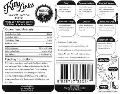 Kitty Licks Chicken and Tuna Varieties (28 Tubes) Chicken and Tuna Varieties 4 Tubes X 7 Flavors (28 Tubes)