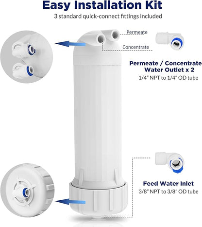 Membrane Solutions 400 GPD RO Membrane with Housing Set, Reverse Osmosis Membrane and 1812/2012 Housing for Maple Syrup DIY and Aquarium Water Systems (4 Pack)