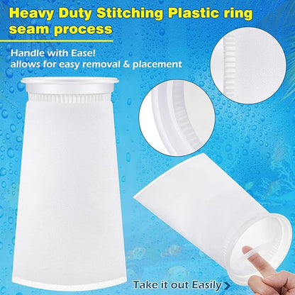 Jecery 16 Pack 4 Inch Ring Filter Socks 200 μm Aquarium Filter Bags Aquarium Socks for Tank Sump Saltwater Freshwater(9.5 × 4 inches)