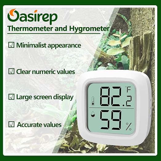 2-Pack Reptile Thermometer and Hygrometer – LCD Digital Temp & Humidity Monitor for Bearded Dragon, Gecko, Snake Tanks, Incubation Boxes, Indoor Pet Habitats