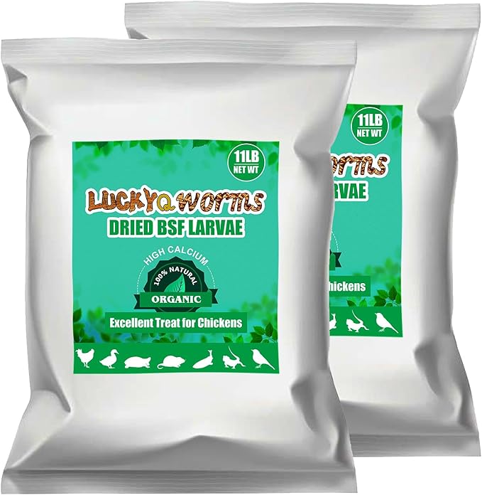 Dried Black Soldier Fly Larvae 22LBS, 85X More Calcium Than Mealworms High-Protein BSF Larvae Chicken Treats Non-GMO BSFL for Chickens, Hens, Ducks, Wild Birds