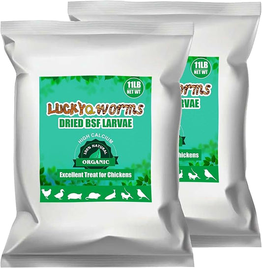 Dried Black Soldier Fly Larvae 22LBS, 85X More Calcium Than Mealworms High-Protein BSF Larvae Chicken Treats Non-GMO BSFL for Chickens, Hens, Ducks, Wild Birds