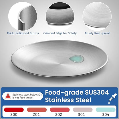 Stainless Steel Cat Bowls, 6.7" Wide and Shallow Cat Food Bowl Set with Silicone Ring for Non Slip, Flat Metal Cats Dishes or Plates for Feeding Indoor Cats, Kitten, Small Dogs (Silver-2 Pack)