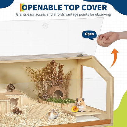 Hamster Cage with Legs,Large Hamster Habitats Chew Proof,Guinea Pig Cages with Acrylic Window & Openable Top,Small Animal Cage for Guinea Pig, Chinchilla, Gerbil - 40" l x 20" w x 47.5" h