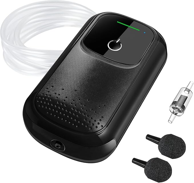 KEDSUM Aquarium Air Pump, USB Rechargeable Fish Aerator Pump with Accessories for 0-60 Gallons, Portable Fish Tank Bubbler, Used for Outdoor-Fishing, Power Outages and Emergency