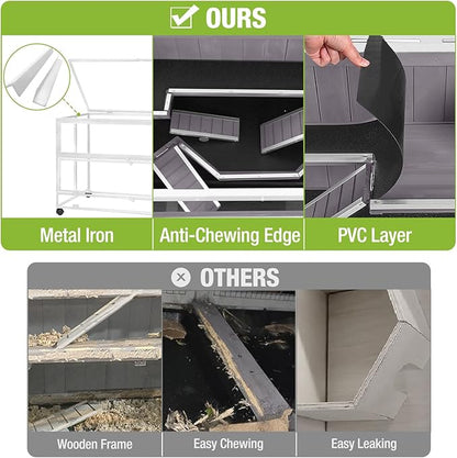 GUTINNEEN Guinea Pig Cages - Metal Iron Frame, Hamster Cage with Chew-Proof Aluminum Edges, Movable Small Animal Hideout with Leak-Proof Tray, White