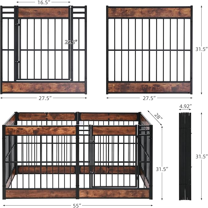Dog Playpen, 31.5" Height Dog Pen Indoor, Heavy Duty, Safe and Sturdy, Furniture Style Puppy Pen