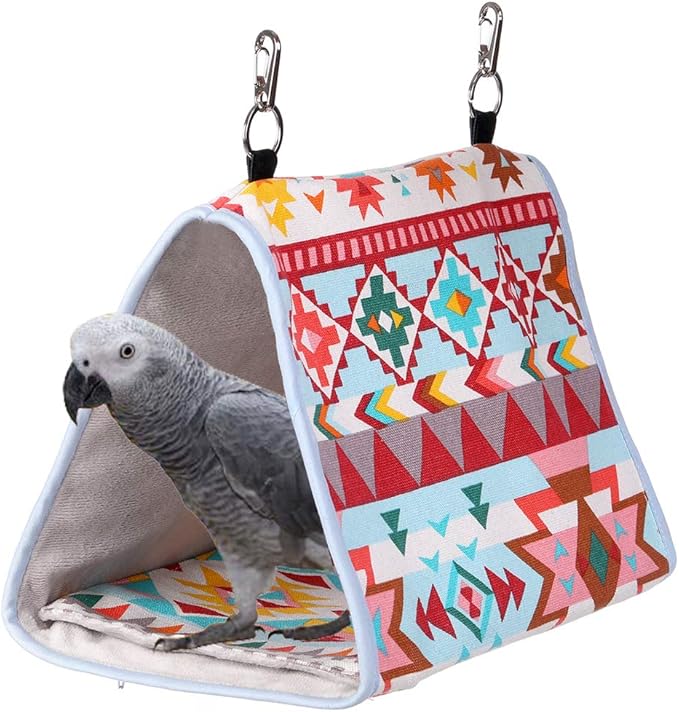 KINTOR Bird Nest Snuggle Hut,Parrot Habitat Cave Hanging Tent for Small Medium Parrots Budgies Eclectus Parakeet Cockatiels Lovebird African Grey (Pink Ethnic, M)