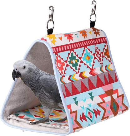 KINTOR Bird Nest Snuggle Hut,Parrot Habitat Cave Hanging Tent for Small Medium Parrots Budgies Eclectus Parakeet Cockatiels Lovebird African Grey (Pink Ethnic, M)