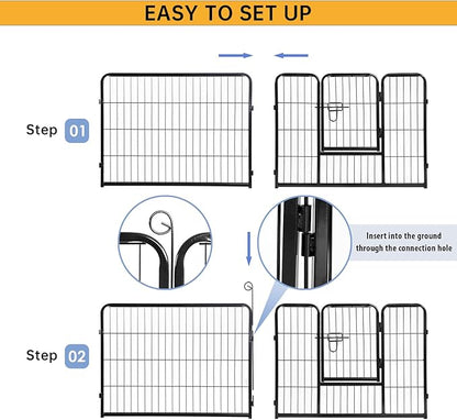 BestPet | Dog Playpen | 24 Inch, 24 Panels | Heavy Duty Metal Pet Exercise Pen | Indoor Outdoor Fence Panels | Rust-Resistant, Removable, Tool-Free Setup | Anti-Skid, Expandable Design