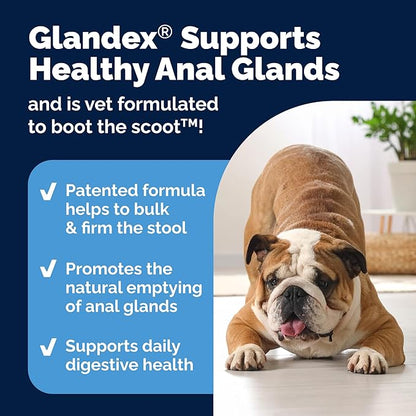 Vetnique Labs Glandex Anal Gland Soft Chew Treats with Pumpkin for Dogs Digestive Enzymes, Probiotics Fiber Supplement for Dogs Boot The Scoot (Peanut Butter Chews, 30 Count)