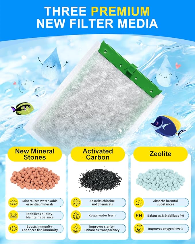 6 PCS Super Upgraded Filter Cartridges Large with 3 Premium Materials Compatible with Tetra Whisper Bio-Bag Aquarium Filters, Fish Tank Filter for Whisper 20i 40i/ IQ 20 30 45 60/ PF20 30 40 60