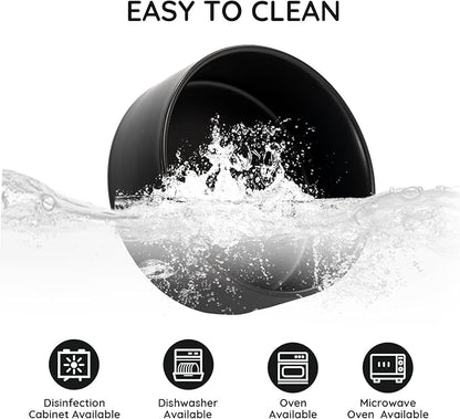 SPUNKYJUNKY 28.7OZ Ceramic Dog and Cat Bowl, Modern Cute Weighted Food Water Bowl for Replacement Black (2 Pack)