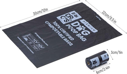 100% Certified Compostable Dog Poop Bags - Dr. C's Premium Dog Poop Bags - 270 Bags / 18 Rolls, Extra thick, Leak Proof, Unscented, Plant Based and Earth Friendly, Dispenser Included