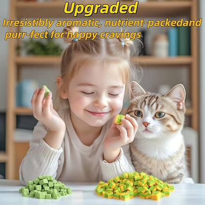 Cat Toy Grass Treats Freeze Dried 2 in 1 60g Fish Oil Chicken Cats Chew Grass Pellet Kitten Catnip for Hairball Removal Kitty Bite Snack for Cleaning Teeth Kitten Dental Food Indoor (2.12oz)
