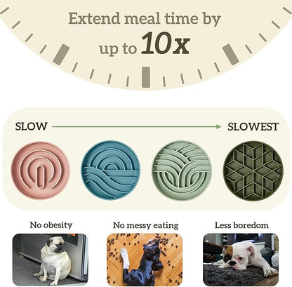 OHMO Slow Feeder Dog& Cat Bowl, Silicone Puppy Cat Food Bowl with Anti-Slip Suction Cup Slow Down Small Dogs Eating, Anti Choking (S-Tree of Life,Camo Green)