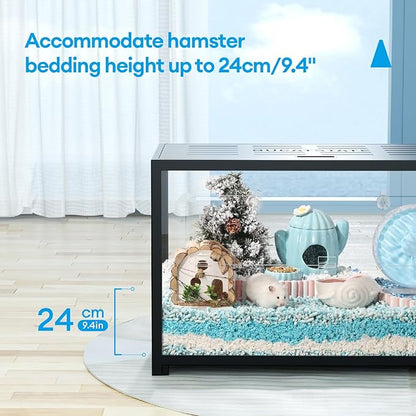 BUCATSTATE Hamster Cage Metal 2.0 - Small Animal Habitats Large Stackable with Top Access Easy Assemble 31.4L*17.6W*20H Inches Dwarf Syrian Hamster House for Guinea Pig, Gerbil (552sq inch Black)