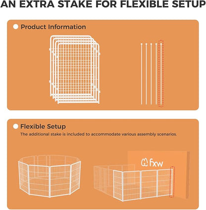 FXW Homeplus Unleashed Indoor Dog Playpen - Stress-Free and Safe Play, Heavy Duty 40 Inch 4 Panels Dog Pen for Medium and Large Dogs, White│Patented