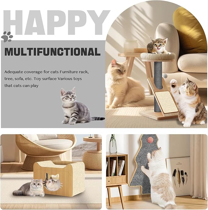 118"x15.8" Anti Cat Scratch Couch Furniture Protector, Adhesive Cat Scratch Pad Deterrent for Furniture, DIY Climbing Cat Scratcher Couch Protector from Cat Claws Scratching for Indoor Sofa (OffWhite)