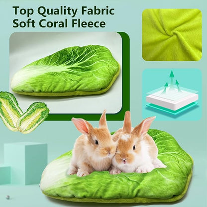 kathson Bunny Bed Guinea Pig Warm Bed with Grass Mat Rabbit Warm Fleece Sleep Pad Small Animal Cages Sleeping Mat Sleep Bed for Squirrel Chinchilla Hedgehog Hamster Cat