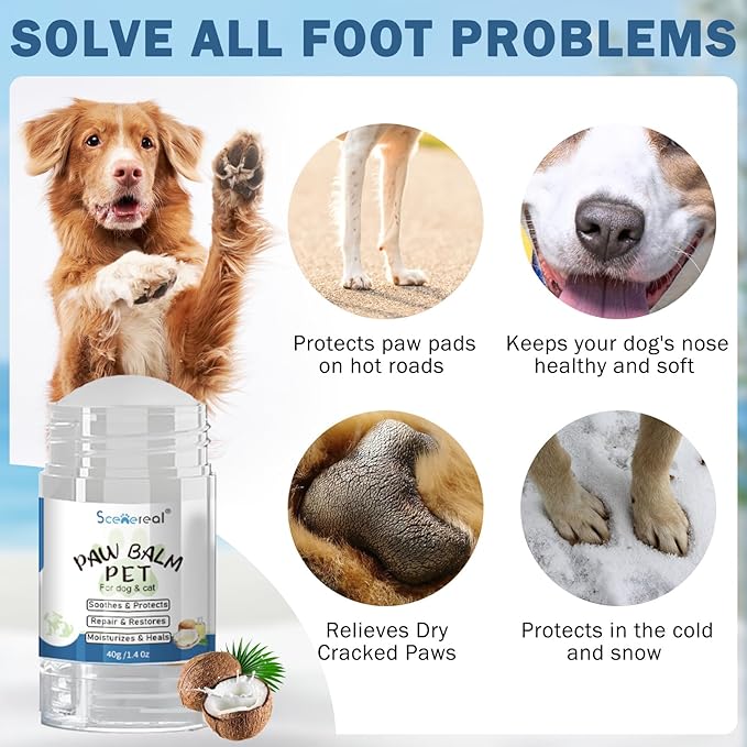 SCENEREAL Dog Paw Care Kit for Repairs Dry Cracked Paws & Nose, No-Rinse Foaming Cleaner & Balm & Nail Clipper File Set, Pet Foot Washer Paw Scrubber Brush for Large Medium Small XL Breed Dogs Cats