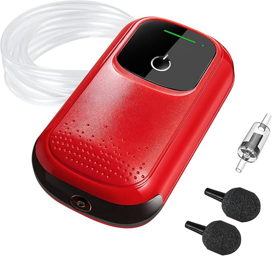 KEDSUM Aquarium Air Pump, USB Rechargeable Fish Aerator Pump with Accessories for 0-60 Gallons, Portable Fish Tank Bubbler, Used for Outdoor-Fishing, Power Outages and Emergency