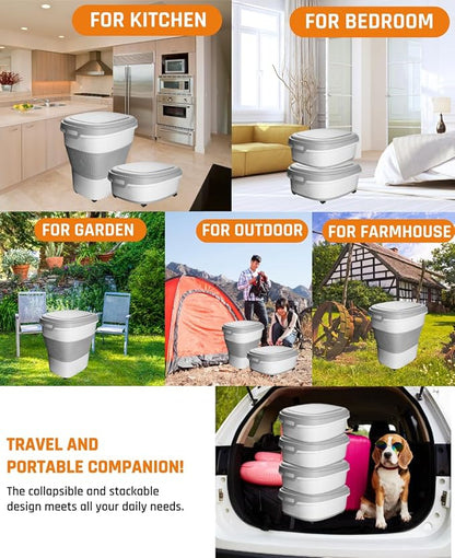 28-30Lbs Dog Food Storage Container, Collapsible Dog Food Container with Lid,Multifunctional Pet Food Storage Container for Dog,Cat,Rice,Flour,Pet Food Scoop and Small Container