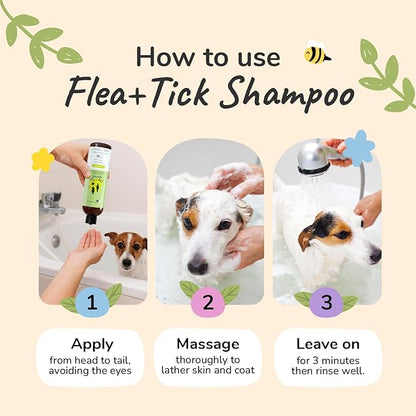 kin+kind Flea and Tick Shampoo for Dogs & Cats Vet Formulated - Plant Powered, Safe and Effective Dog and Cat Shampoo - Lemongrass Scent - Prevent Fleas and Ticks - Made in USA 12 fl oz