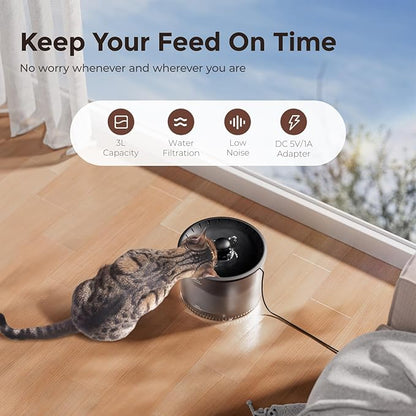 Automatic Cat Feeder 5G WiFi and Water Dispenser, Timed Dry Food Dispenser APP Remote Control, Programmable Portions, with Desiccant, Cat Fountains for Drinking with Filter, Small Pets (Combo)