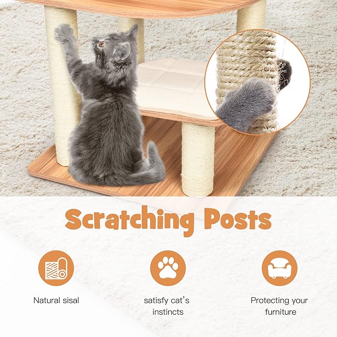 PETSITE Tall Cat Tree for Indoor Cats, 69 Inches Multi-Level Modern Cat Tower with Plush Perch, Cozy Condo, Platforms, Sisal Scratching Posts, EVA Massage Comb & Removable Cushions (Natural)