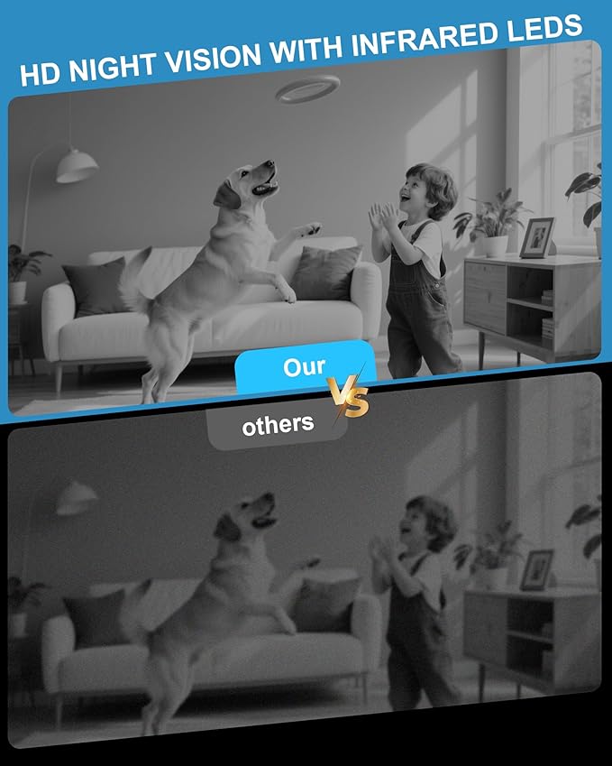 1080P HD Mini Camera for Indoor Security with App Control Motion Detection & Night Vision Wireless WiFi Rechargeable Pet Camera for Home/Office 24/7 Cycle Save (Black)