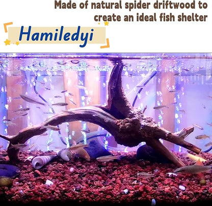 Hamiledyi 4PCS Driftwood for Aquarium,8-10in Natural Spider Wood Reptile Branches Fish Tank Log Ornament Aquarium Trunk Decoration