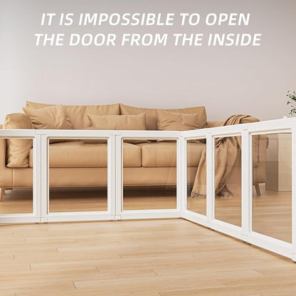 Clear Acrylic Dog Playpen Indoor,Transparent Dog Pen,Easy to Assemble and Clear pet Pen for Puppy Dog, Rabbit and cat,Sturdy and Easy to Clean Plastic pet Fence (White, 30.3" H, 10PCS)