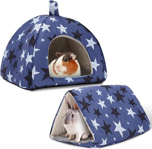 2-Pack Guinea Pig Hideout with Tunnel for Small Animals(Guinea Pig Bedding Warm & Lightweight, Easy to Clean)