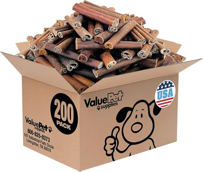 ValueBull USA Collagen Sticks for Dogs, 6 Inch Jumbo Chews, Natural Long-Lasting Dog Treats, 200 Count Bulk Pack - Promotes Joint, Skin & Coat Health with Glucosamine and Chondroitin