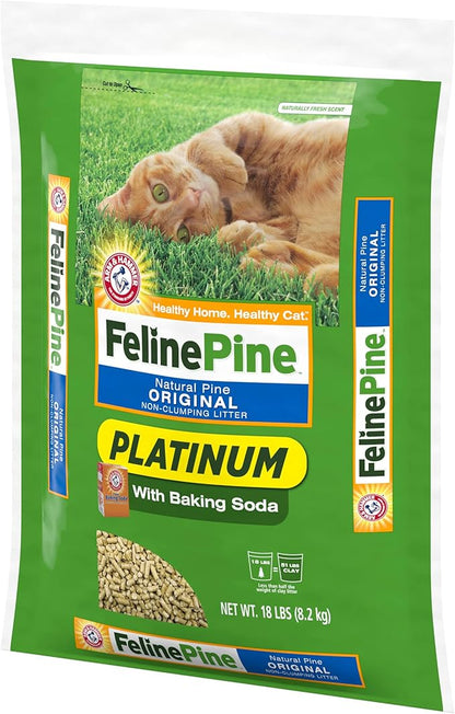 Feline Pine Platinum Non-Clumping Cat Litter 18lb. (Pack of 2)