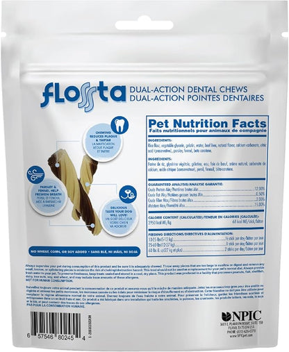 N-Bone FLOSSta Dental Chews for Dogs – Natural Beef Liver Flavor, No Dyes, Grain-Free, Breath Freshening, Plaque & Tartar Control, Digestible Teething Aid – 12 oz Bag