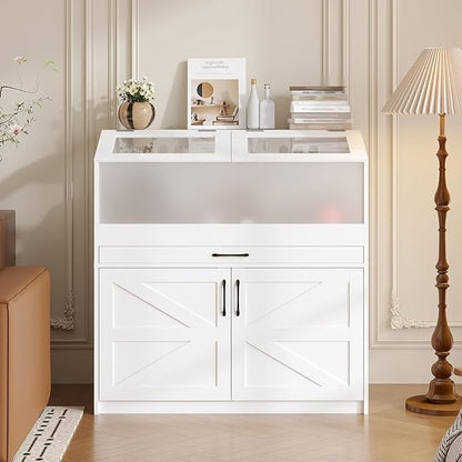 29.4" Indoor Guinea Pig Hamster Cages for Small Animals, Large Critter Nation Cage with Barn Doors, Frosted Acrylic, Metal Handles for Guinea Pig, Hamster, Gerbil, Hedgehog, White