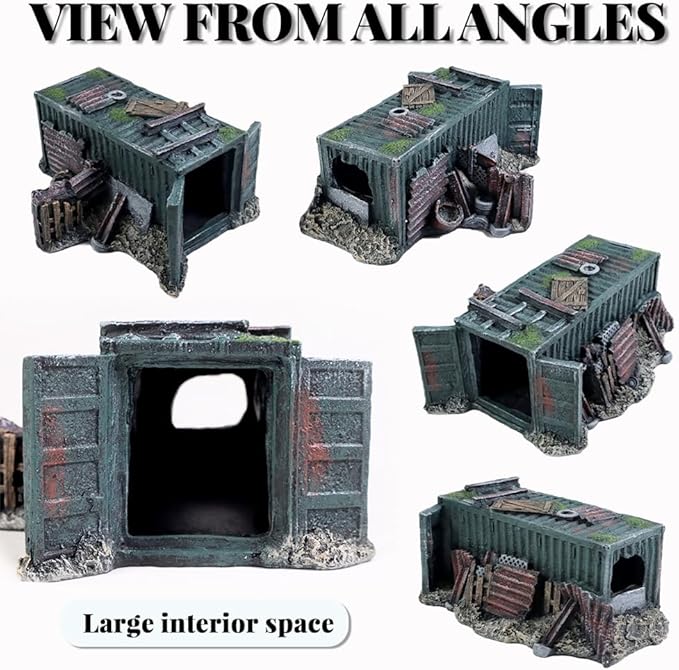 Fish Tank Decorations Container Aquarium Decor Sunken Ruins Betta Fish Tank Accessories witth Big Hole for Fish Sleep Rest Hide and Play