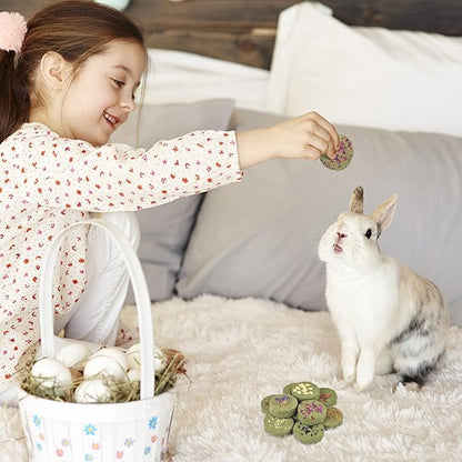 ERKOON Treats Rabbit Toys, 100% Edible Premium Timothy Hay Chew A Blocks for Rabbits, Chinchilla Treats, Chew Toys for Teeth Guinea Pigs and Mice
