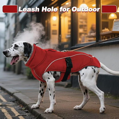 DENTRUN Medium Dog Winter Jacket - Warm Reflective Windproof Coat, Adjustable Neck & Snap Closure, Water Repellent Thick Fleece Vest, Fleece Lined for Beagle Pug, Red, M