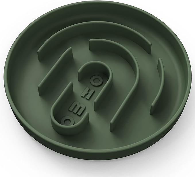 OHMO Slow Feeder Cat Bowl, Silicone Anti-Choking Dog & Pet Bowl, No Suction Cup, Slows Down Eating for Small Pets (S-Infinite, Camo Green)