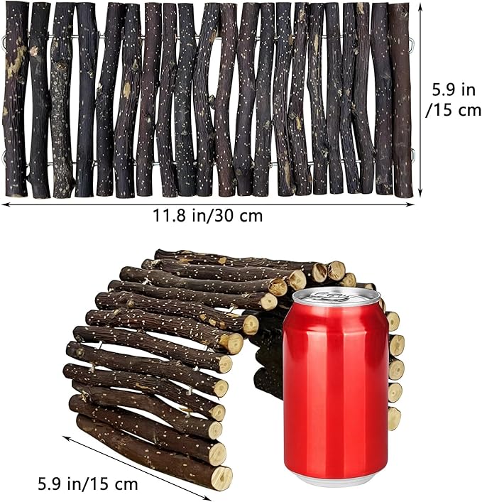 Hamiledyi 3pcs Wooden Reptile Hide Leopard Gecko Wood Hideout Bendable Climbing Tunnel Turtle Hut Snake Hiding Cave for Tortoise Lizard Frog Small Animals (11.8" x 5.9")