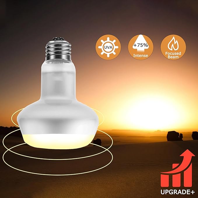100W Intense Basking Spot Lamp – UVA Daylight Heat Bulb for Reptiles, Simulates Natural Sunrise and Sunset, Enhances Natural Behavior, Suitable for Bearded Dragons, Turtles, Geckos | 2 Pack