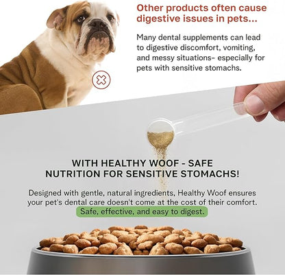 Dental Powder for Dogs - Complete Oral Care Bone Broth, Dog Teeth Cleaning Powder, Tartar Remover, Fresh Breath, Sensitive Stomach Support, No Brush Dental Care, 4.2 oz, 60 Scoops