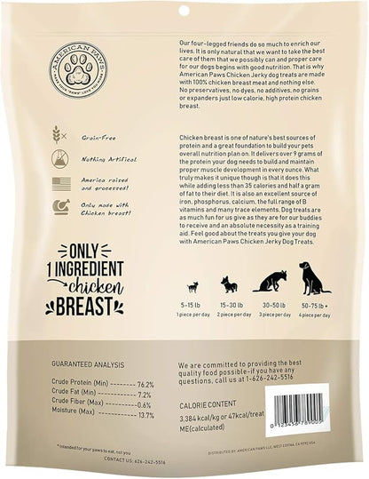 American Paws Chicken Jerky Dog Treats Made in USA All Natural (1 LB)