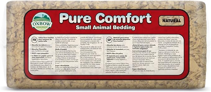 Oxbow Animal Health Pure Comfort Bedding, Rabbit, Hamster, & Guinea Pig Bedding, Bunny Supplies for Litter Box, Pet Safe, 99.9% Dust Free, Natural, 56 Liter Bag